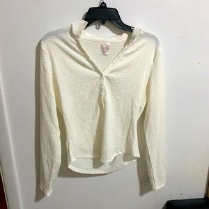 Y2K Button Up White/Cream Blouse. Sz- Large